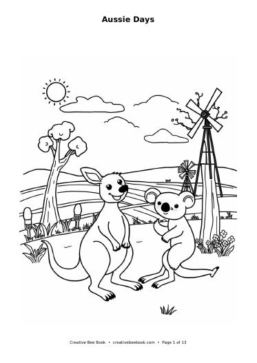 Colouring page preview: Aussie Days