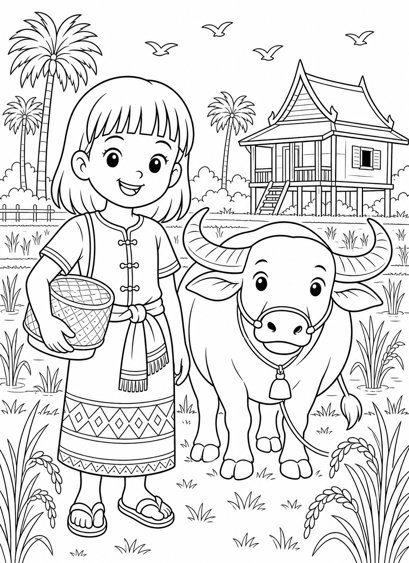 Colouring page preview: Malee of Isaan
