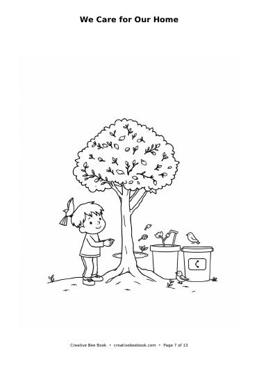Colouring page preview: We Care for Our Home